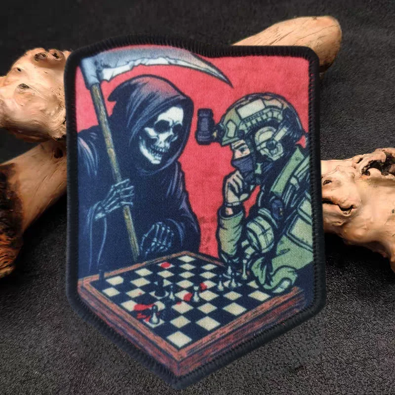 ¿Quién está aquí? Parche de impresión esqueleto militar parches de gancho y bucle para ropa insignia de moral táctica mochila pegatinas decorativas - imagen 5