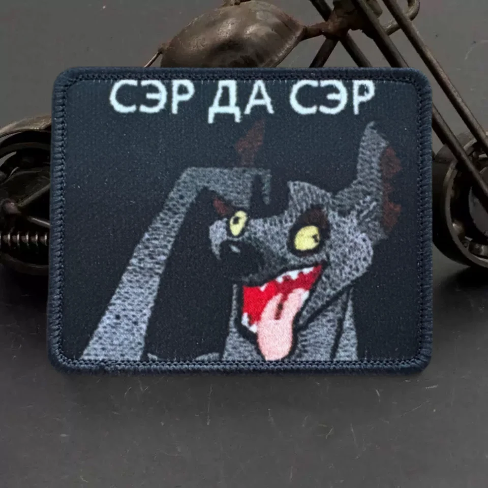 Parche de insignia de Sí, Sir Morale, brazalete con estampado de perro divertido, parche de gancho y bucle militar táctico, pegatinas para mochila - imagen 2