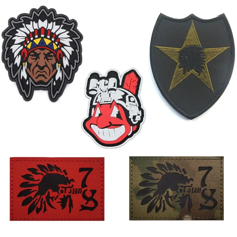 Parche estampado de estilo indio que brilla en la oscuridad PVC/tela/IR DIY decoración de ropa apliques brazalete único insignia personalizada. - imagen 2