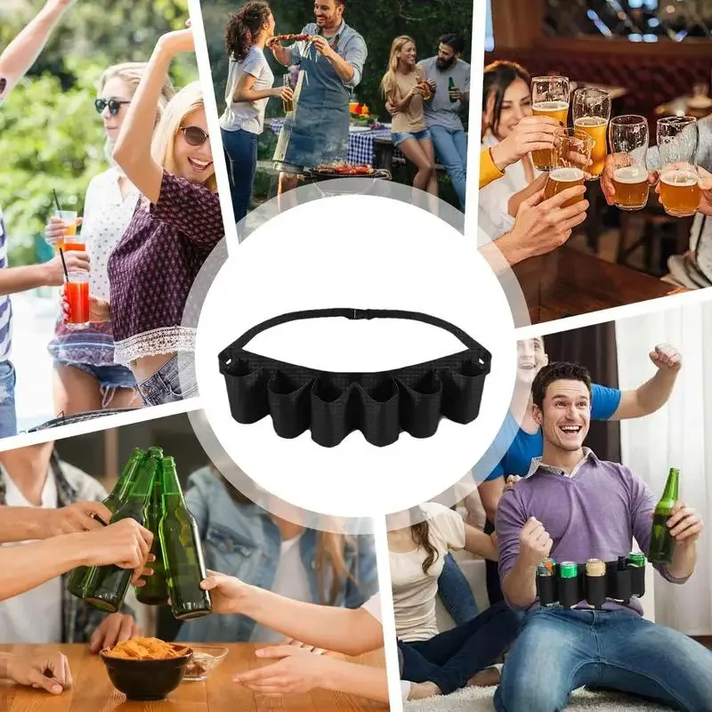 Funda táctica para cerveza, cinturón, botella de Soda, soporte para cerveza, soporte para bebidas, capacidad para 6 latas, accesorio de soporte de cintura ajustable - imagen 3