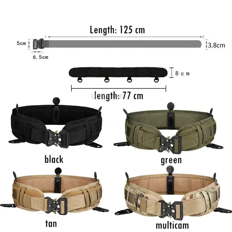 Conjunto de cinturón de batalla táctico, hebilla de liberación rápida, faja de cintura para caza y tiro, cinturones de combate CS Airsfot ajustables - imagen 2
