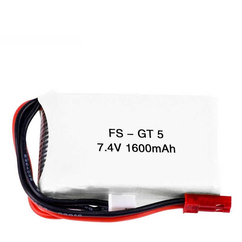 Batería Lipo de 7,4 V, 1600mAh para transmisor Flysky FS-GT5, modelos RC, piezas de helicóptero para MC6C MCE7 con enchufe JST, batería de 7,4 V - imagen 2