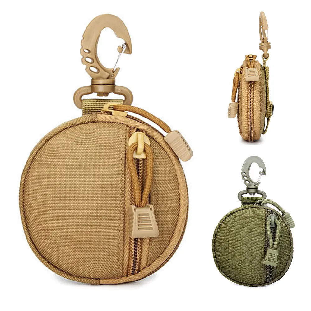 Bolsa redonda táctica para exteriores 1000D, funda para llaves, monedero, bolsa de almacenamiento EDC, paquete de auriculares, bolsa pequeña EDC para exteriores AVA273