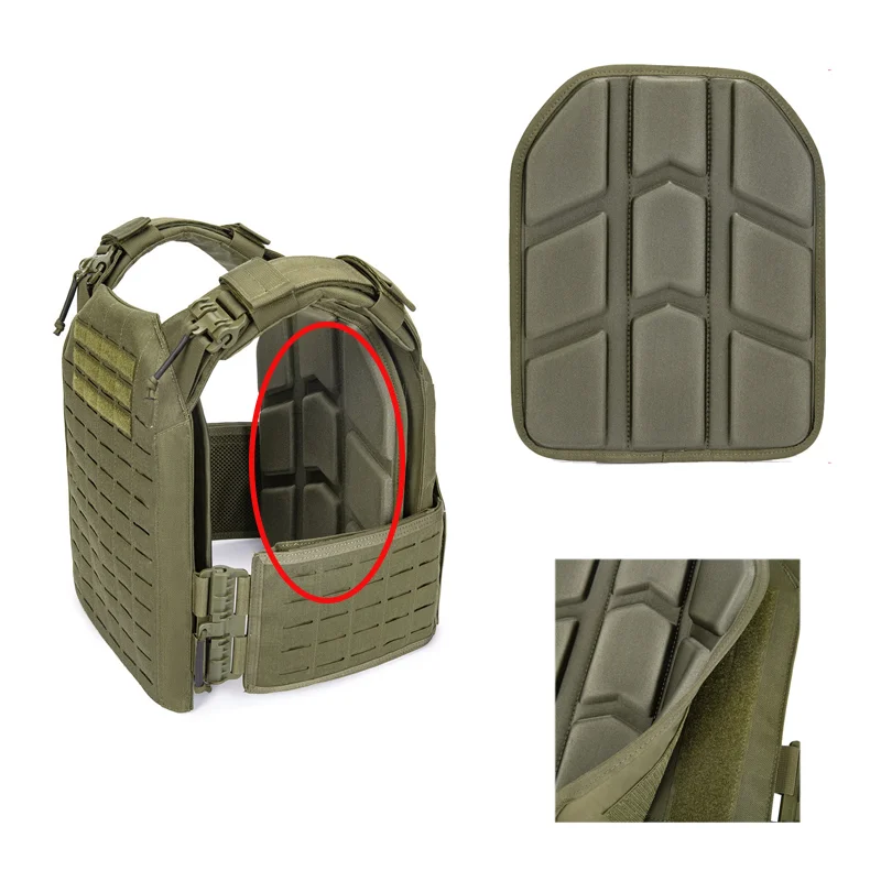 Chaleco táctico, almohadillas amortiguadoras integradas, forro interior moldeado, placa de inserción transpirable