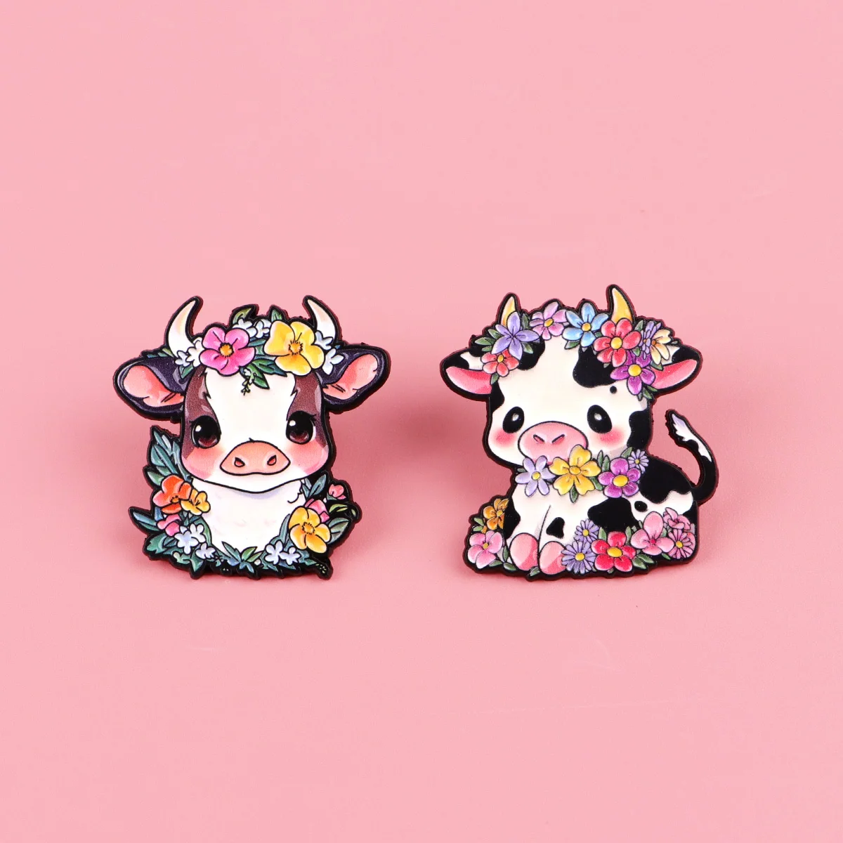 Pin esmaltado táctico vaca para mujer, broche floral solapa - imagen 5
