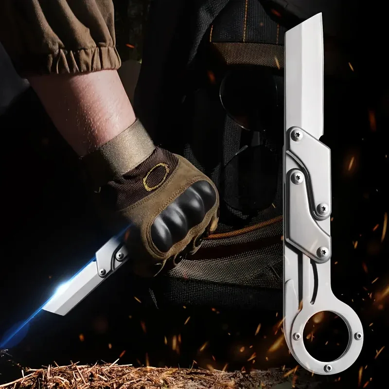 1 pieza, cuchillo plegable multifuncional, cuchillo de bolsillo de acero inoxidable, cuchillo de de deformación creativo, cuchillo de supervivencia al aire libre - imagen 4
