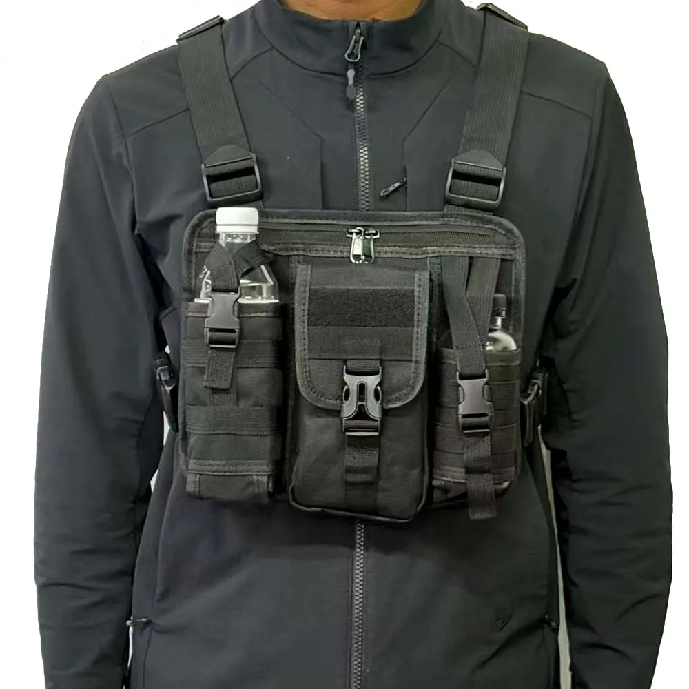 Bolsa deportiva táctica con múltiples bolsillos para exteriores, bolsa de herramientas de almacenamiento cruzada, bolsa de pecho para hombre en capas de marca de moda