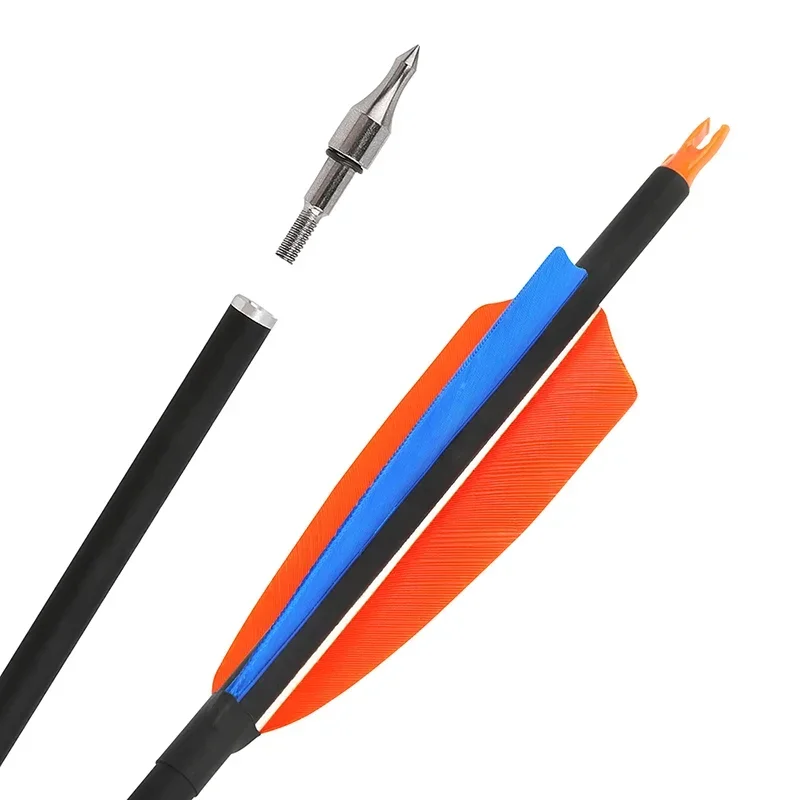 6/12 Uds flecha columna vertebral 500 flecha de carbono mezclado flecha de tiro con arco 4 pulgadas pluma de ala izquierda para arco caza objetivo práctica tiro - imagen 3