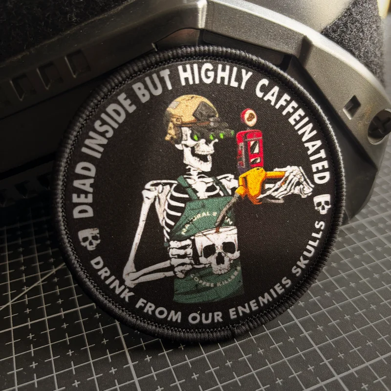 Parches tácticos de estación de gasolina de calavera, parche del ejército, gancho y bucle, esqueleto, guerrero, insignia de moral, brazalete militar, pegatina para mochila - imagen 4