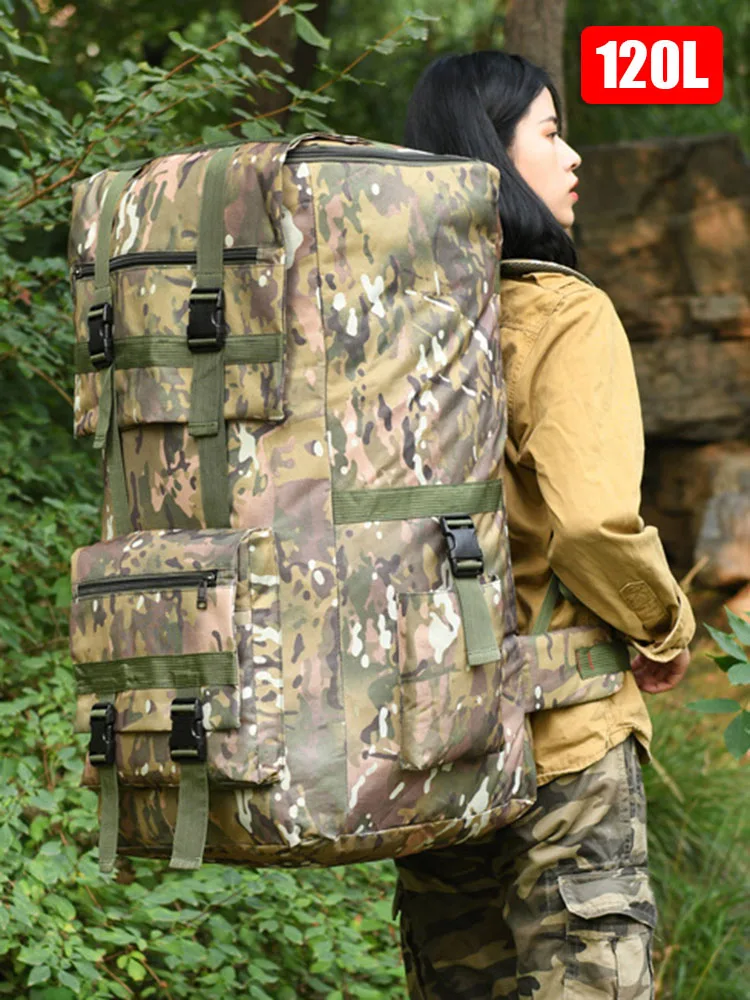 Super Camping120L mochila de viaje para hombre, bolsa táctica para exteriores, equipaje, deportes, montañismo, senderismo - imagen 3