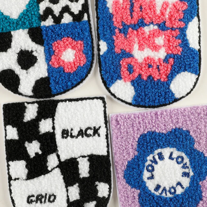 Parche de flores con letras en inglés para ropa, Parche de chenilla para planchar, bordado para coser toallas, 10 piezas - imagen 2