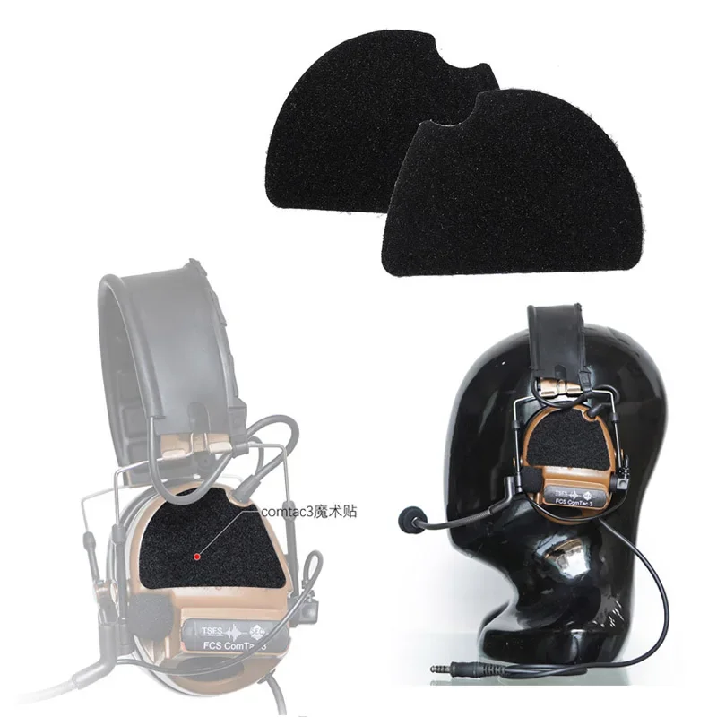1 par de pegatinas tácticas COMTAC3 con gancho y bucle para auriculares, pegatinas de protección decorativas para auriculares - imagen 2