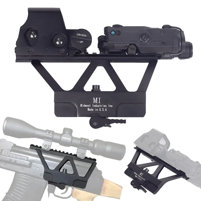 PEQ15 558 MI AK montaje de alcance de riel lateral colimador holográfico mira de punto rojo para Rifle AK74 20mm riel Picatinny Airsoft - imagen 2