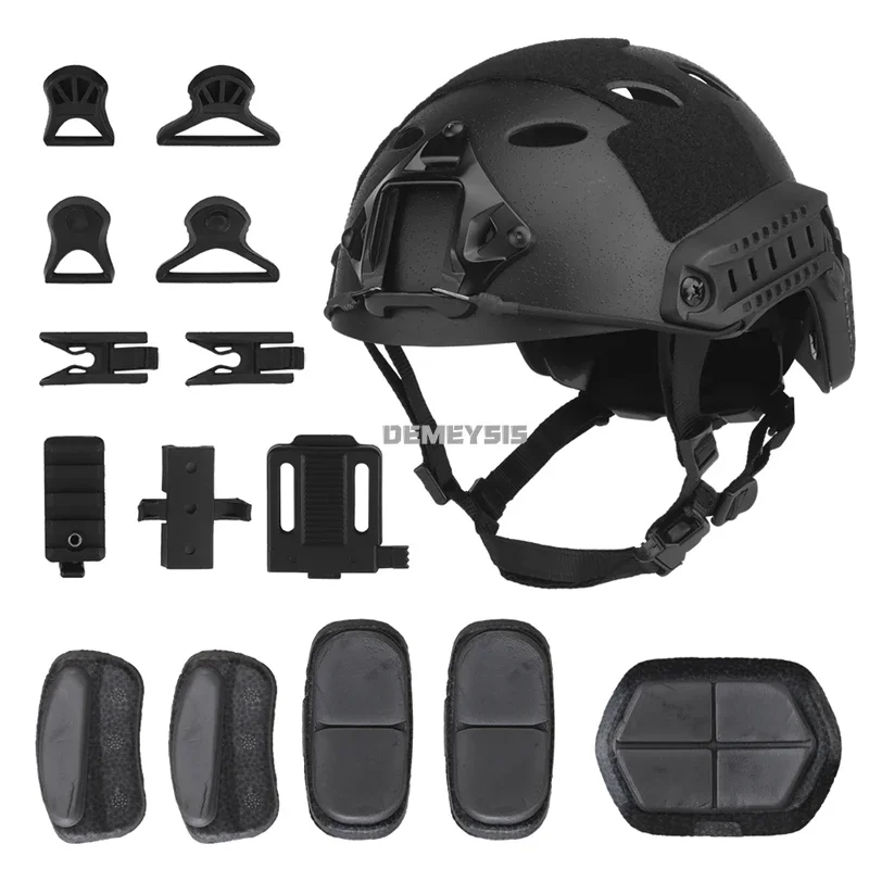 Casco táctico FAST PJ ajustable para caza al aire libre, equipo de protección para la cabeza de combate de Paintball, cascos deportivos de tiro CS Wargame - imagen 2