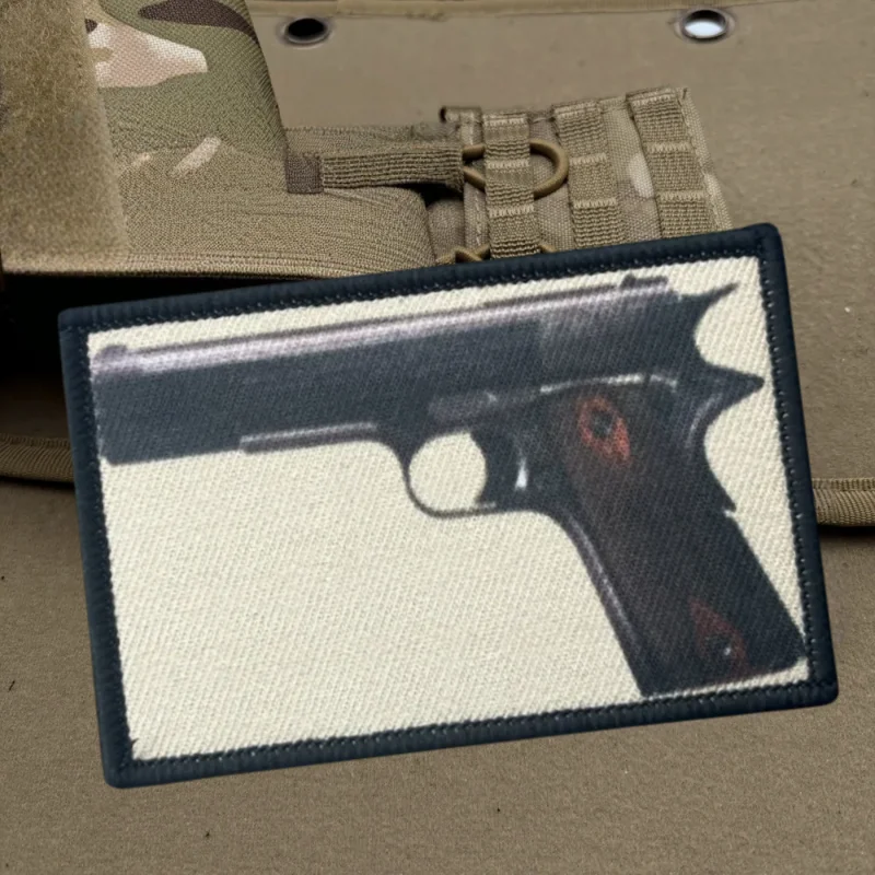 Parche de impresión de pistola Colt 1911, chaleco táctico, insignia de moral con gancho y bucle, pegatinas decorativas para mochila, parches para brazalete para ropa - imagen 4