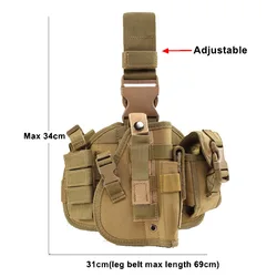 Funda táctica de pistola derecha en nailon 600D y cuero exterior