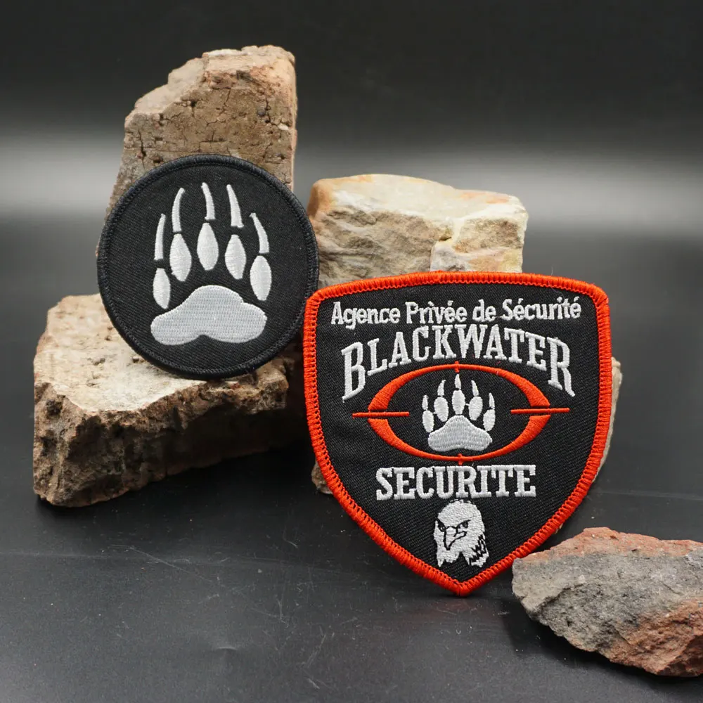 Parches bordados tácticos BLACKWATER para mochilas y ropa, accesorios militares con respaldo de gancho o planchado