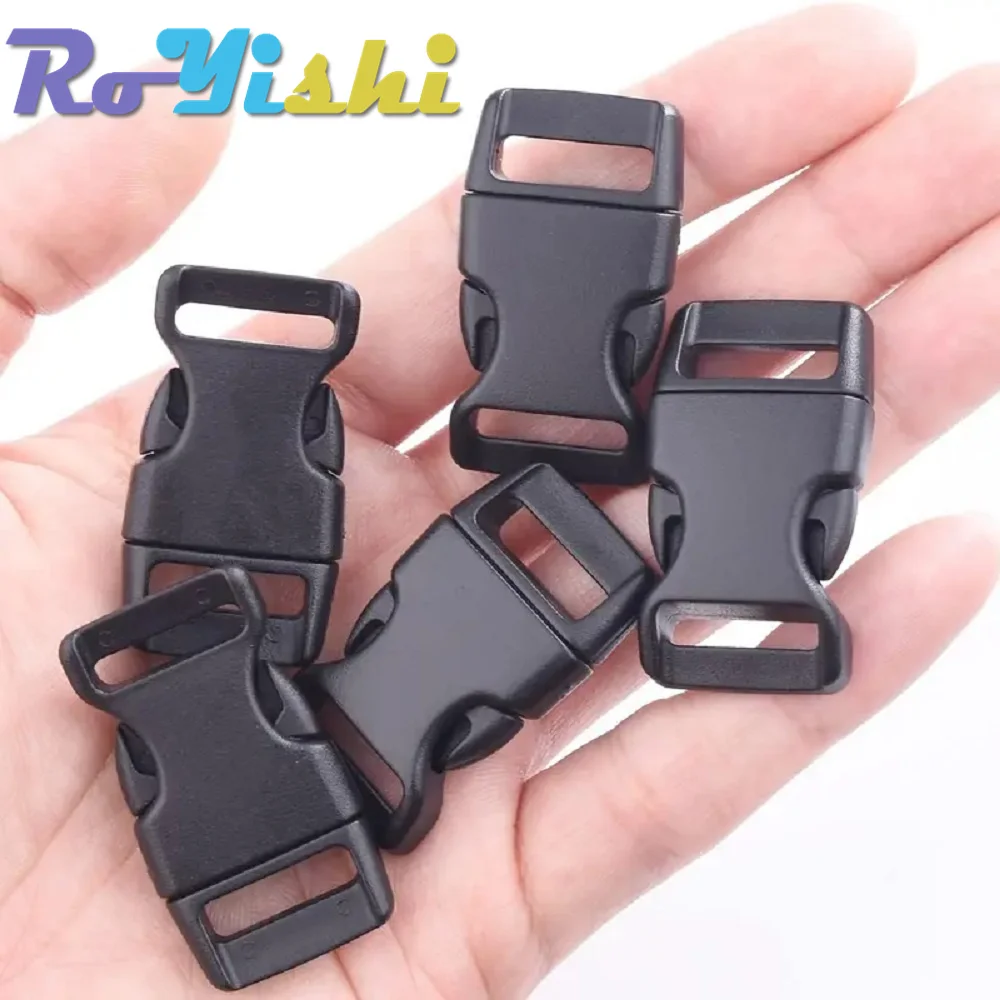 100 unids/pack contorneado curvo para pulsera de Paracord y arnés para perro hebilla de plástico correas de mochila negras correas - imagen 4