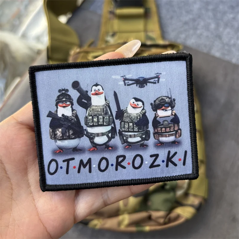 Parche de pingüino militar táctico para ropa, insignia de moral, parches de gancho, brazalete con estampado de mochila