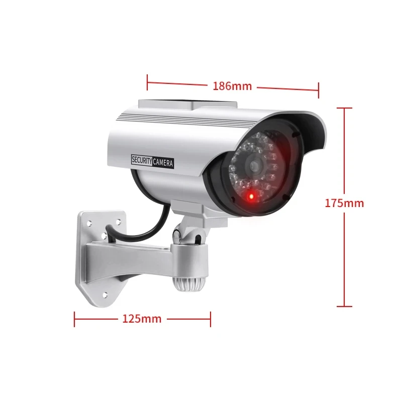 Cámara impermeable simulada con energía Solar, cámara tipo bala CCTV falsa, sistema de seguridad de vigilancia para asustar al ladrón, Led rojo intermitente - imagen 2