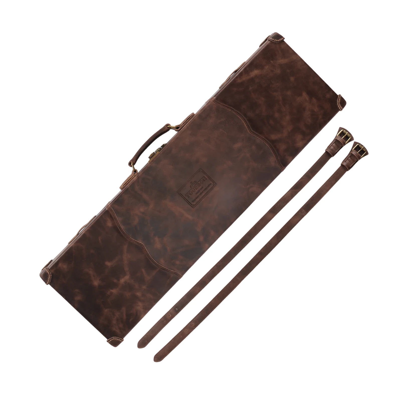 Tourbon Vintage Estuche rígido escopeta de cuero universal con cierre - imagen 4