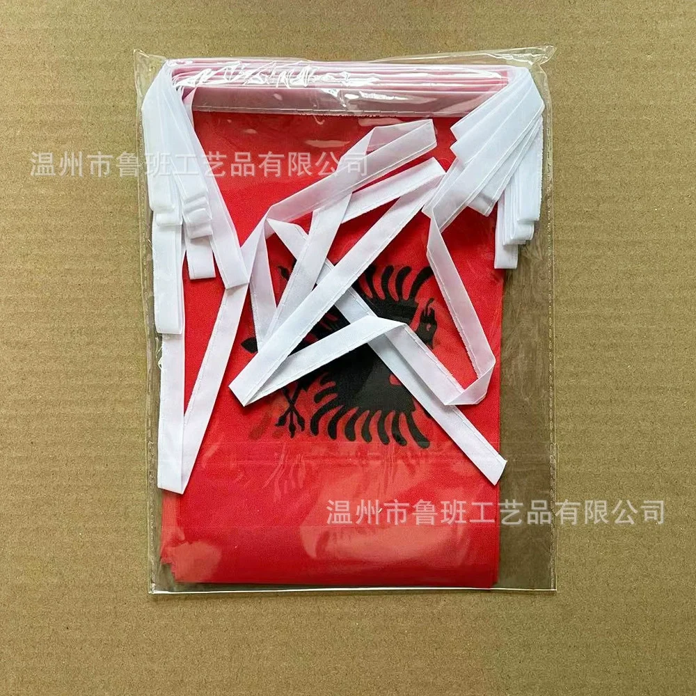 Banderines SKY Banderines de Albania, 14x21cm, 20 unids/lote, banderín de Albania, banderas de cuerdas, banderines, Festival, fiesta, vacaciones para decoración - imagen 3