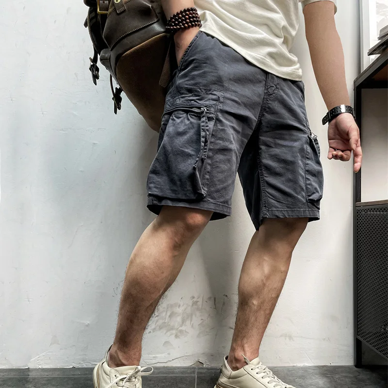 Pantalones cortos de verano para hombre, Shorts Cargo con múltiples bolsillos, ligeros, transpirables, de alta calidad, con cintura elástica, talla grande 29-38 - imagen 5