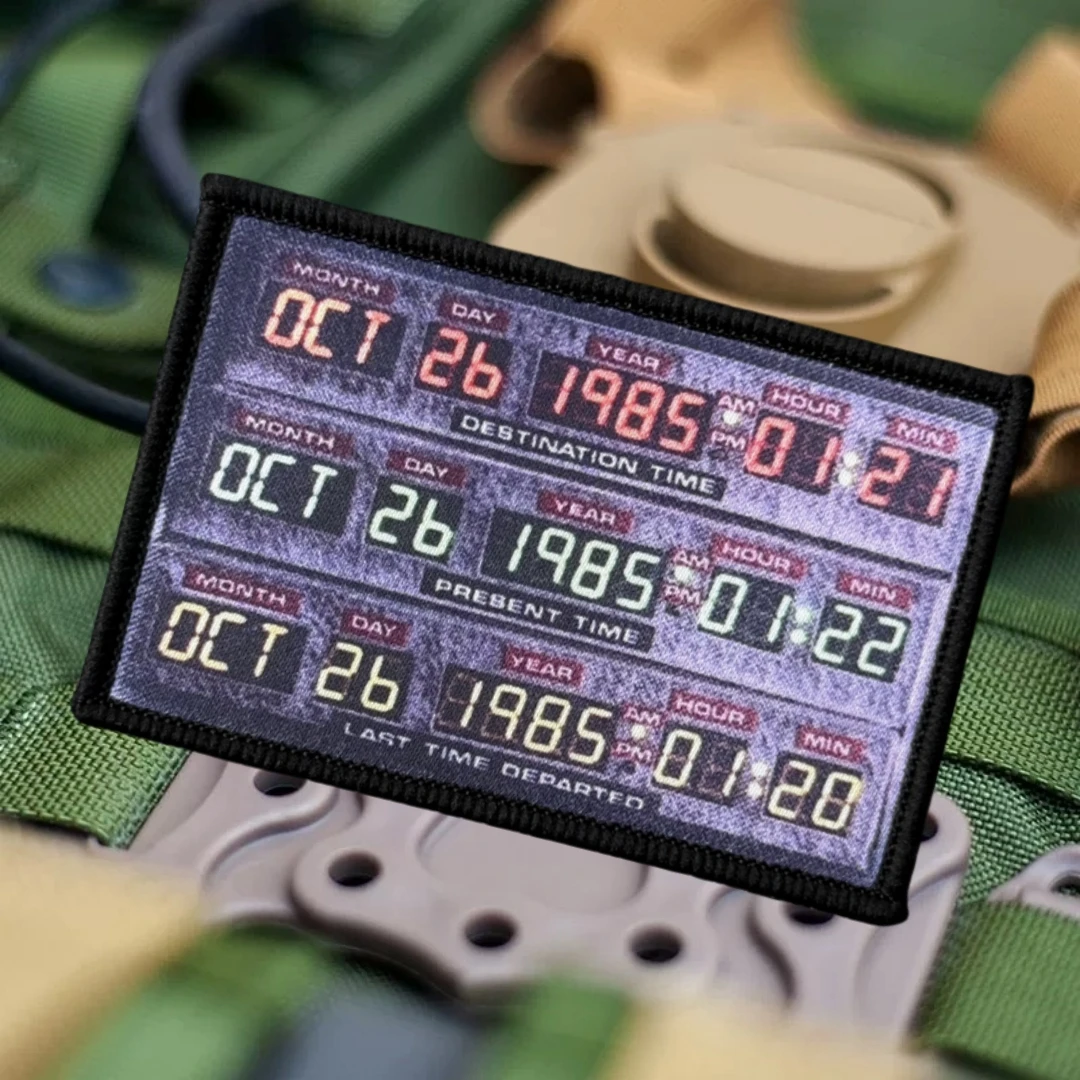 Parche táctico moral con bandera de la máquina del tiempo, insignia de gancho y bucle impresa, brazalete del ejército militar, pegatina decorativa para mochila - imagen 3