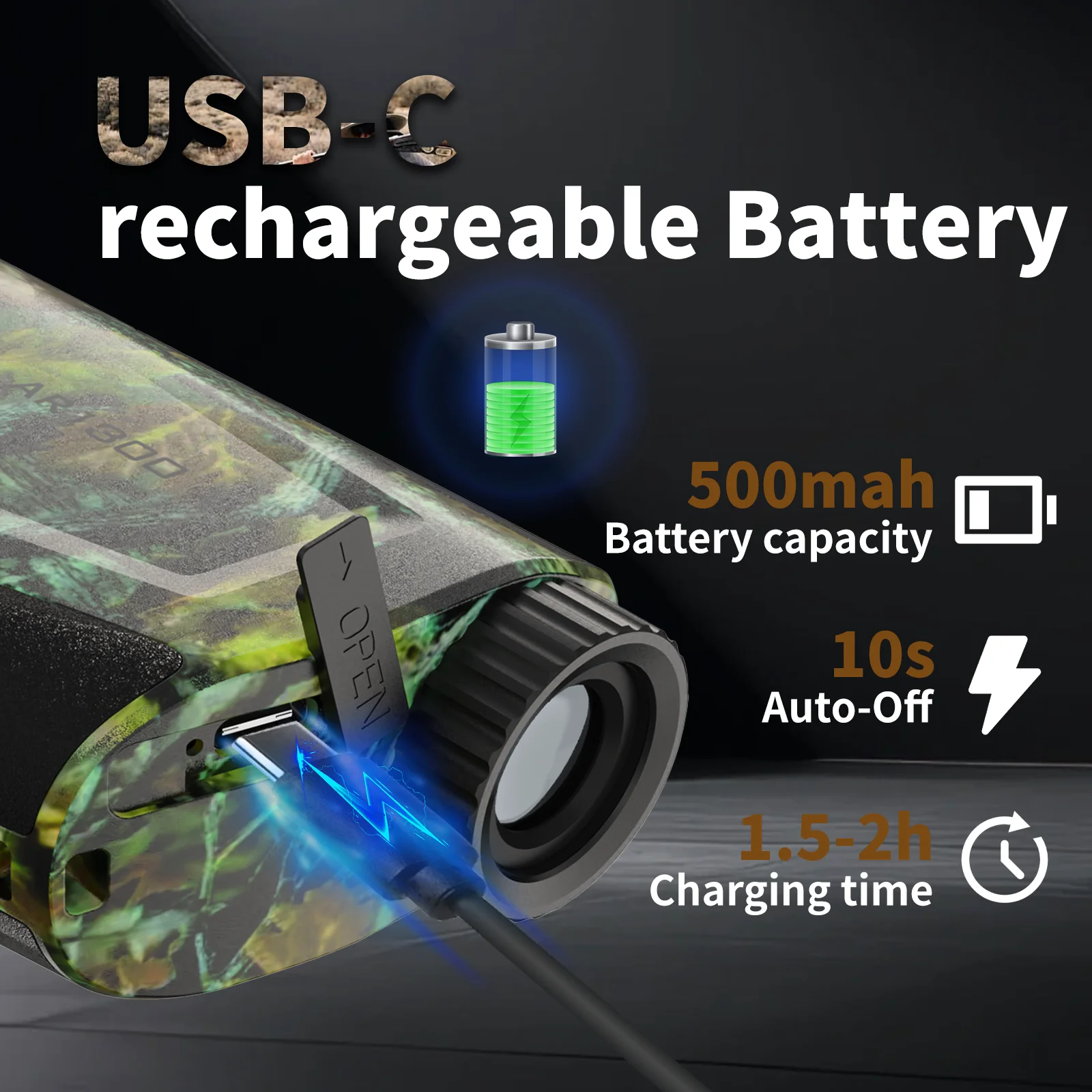 Nuevo telémetro láser de camuflaje telescopio de caza deportes al aire libre telémetro de Golf 6X medidor de distancia recargable al aire libre - imagen 5