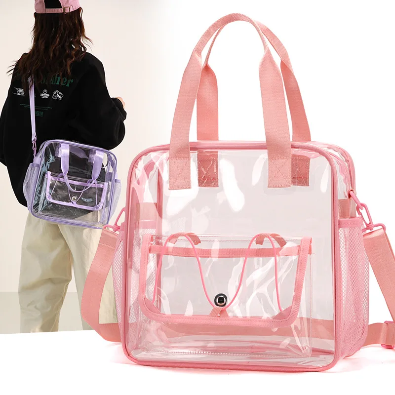 Bolsa de lona transparente de PVC para natación, impermeable, para playa, deriva, senderismo, bolso de hombro tipo bandolera, bolso de viaje ligero - imagen 3