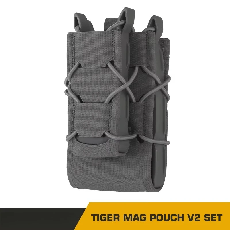 Tiger Magazine Pouch V2 Set Combo Set Molle Hook-Loop Mag Carrier Pisol 9mm.40S&W.45ACP.357 Rifle AR M4 Mag Holster Airsoft - imagen 2