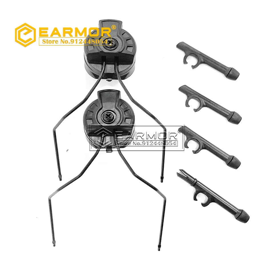 Earmor adaptador de riel de casco curvo para auriculares, rotación de 360 grados, PELT Comtac