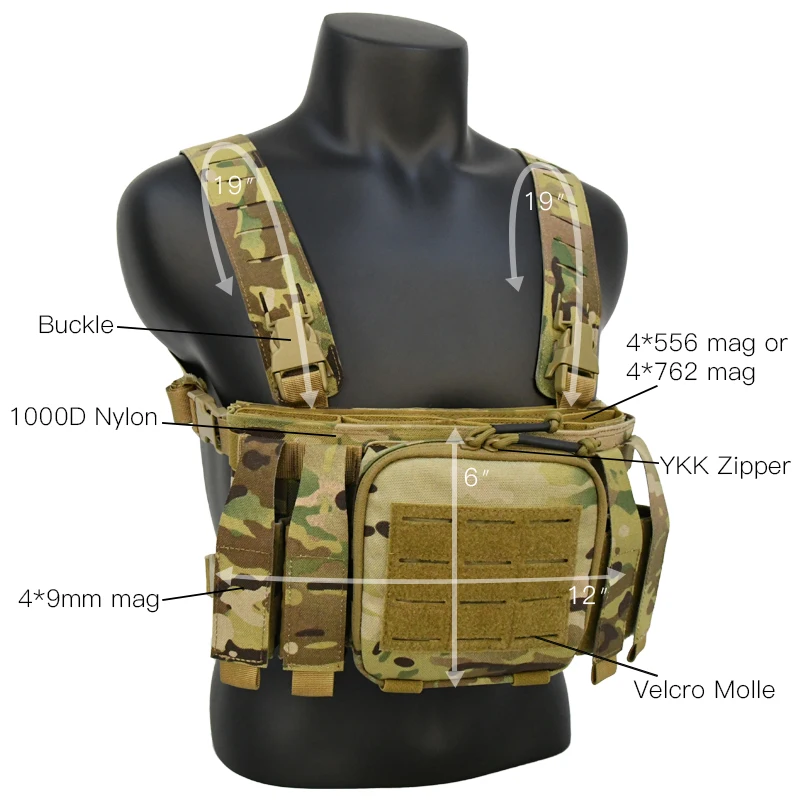 Chaleco táctico de nailon 1000D, Multicam de seguridad de combate, equipo para accesorios de caza al aire libre - imagen 2