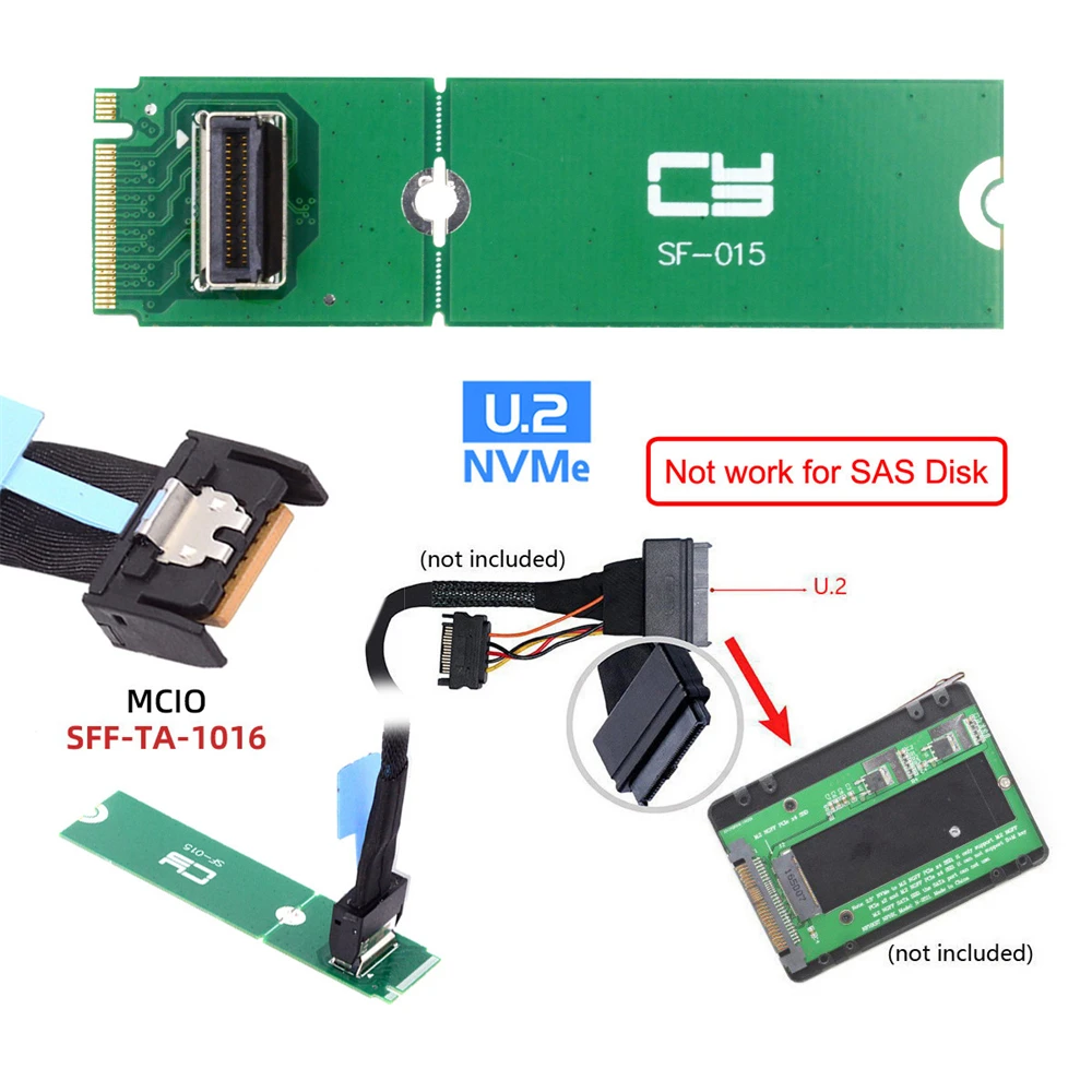 CY PCI-E 5,0 4,0 M.2 m-key a MCIO Mini Cool Edge IO adaptador de Host hembra para PCIe Nvme SSD 2280 2230 - imagen 3