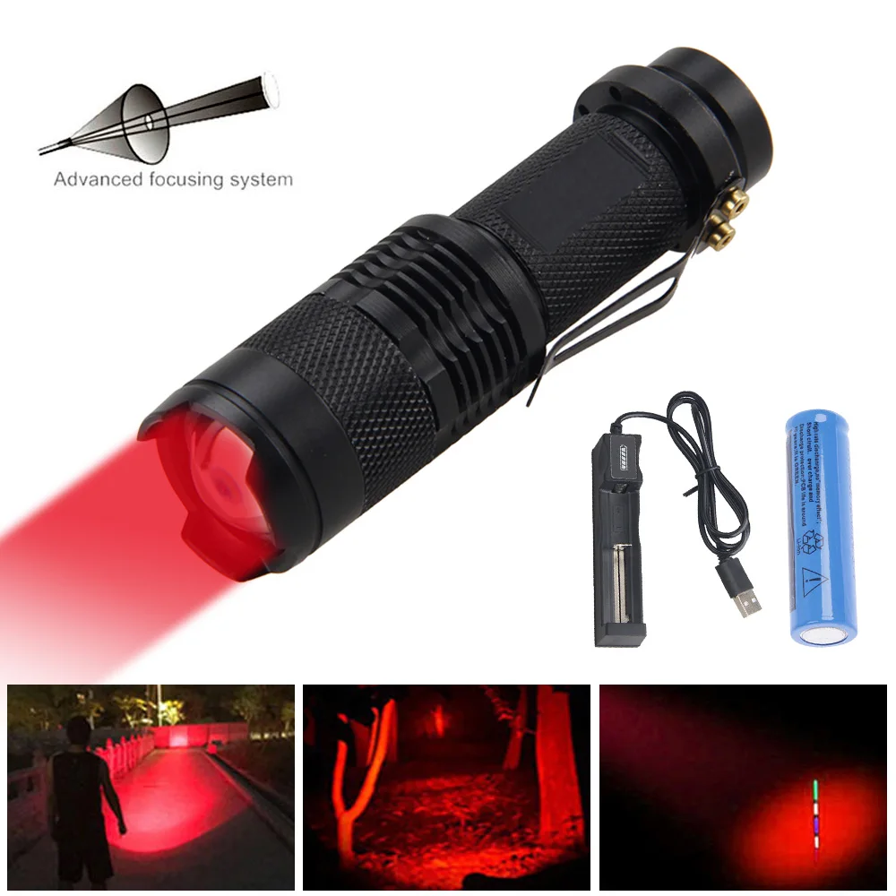Linterna táctica LED tricolor verde roja blanca con zoom antorcha - imagen 2