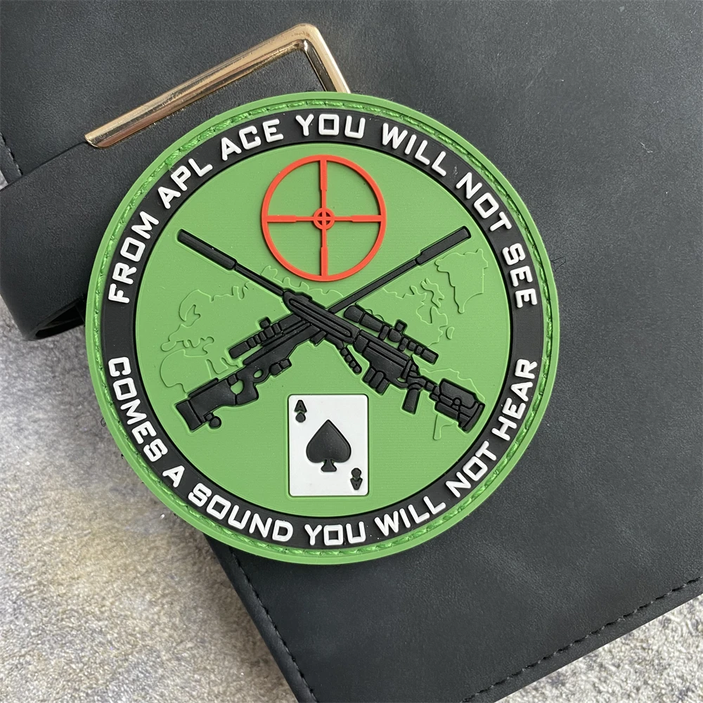 Parche táctico de PVC para arma de francotirador, insignia de mira de francotirador, brazalete de gancho y bucle, accesorios de mochila del ejército militar, pegatina - imagen 3