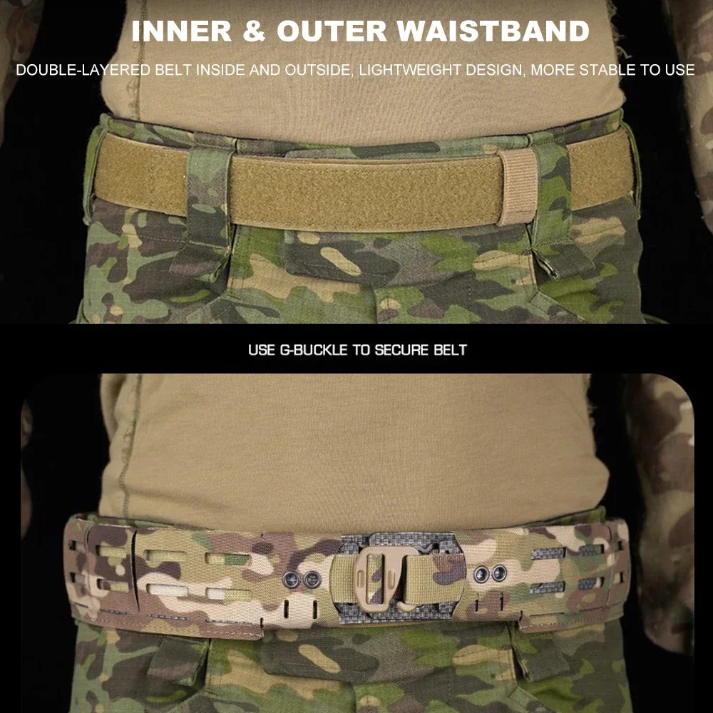 Cinturón táctico 2 en 1 MOLLE, cinturón de combate de caza, sujetadores reemplazables, juego de guerra Airsoft, pretina combinada ligera - imagen 3