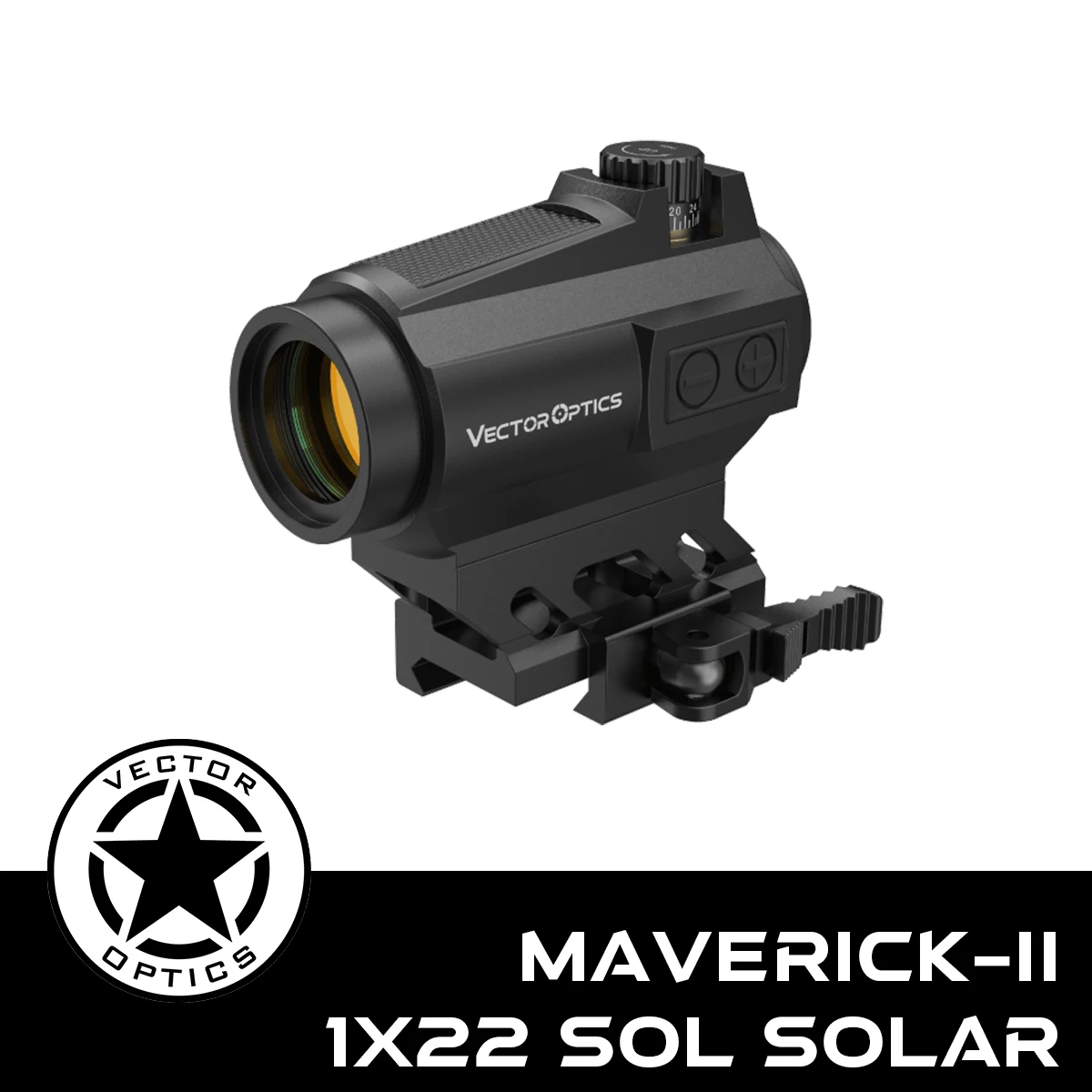 Mira de Punto Rojo Vector Optics Maverick-II Plus 1x22 | Punto de 3 MOA & Respaldo Solar | 7 Niveles + Visión Nocturna | Botones Digitales | Co-Witness Inferior 1/3 - imagen 2