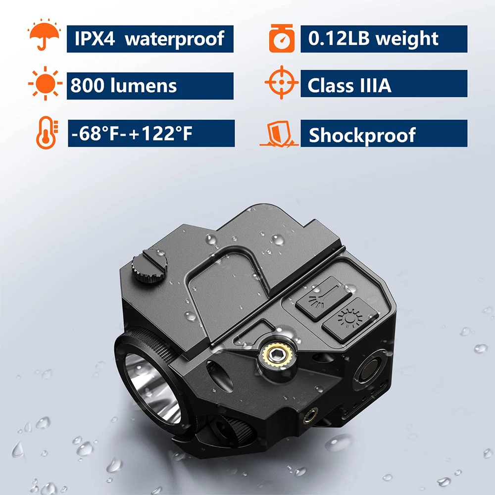 Linterna láser de 800 lúmenes, luz táctica magnética recargable con modo estroboscópico, mira láser verde para Rifles - imagen 3