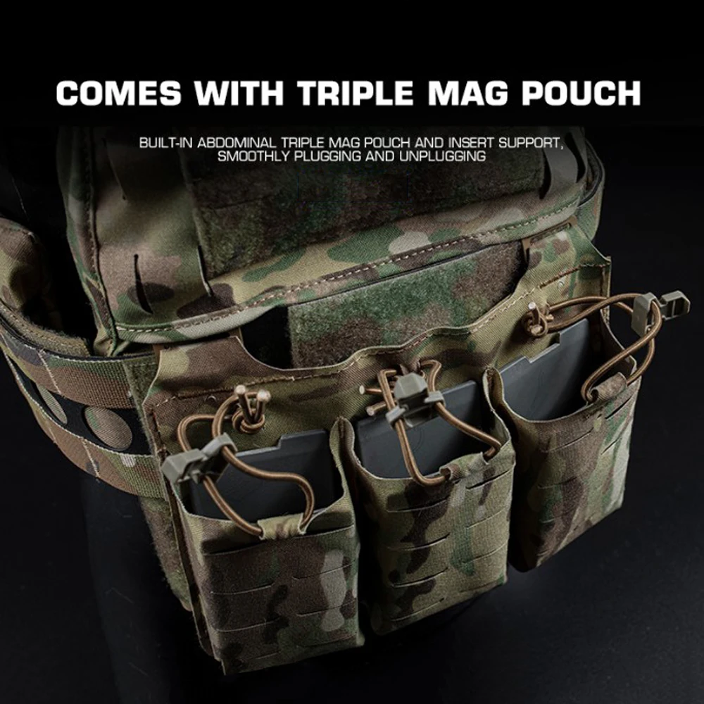 Chaleco táctico frontal Triple, bolsa Molle militar, portador de placa de caza, equipo de armadura corporal de tiro Airsoft, V5 PC - imagen 5