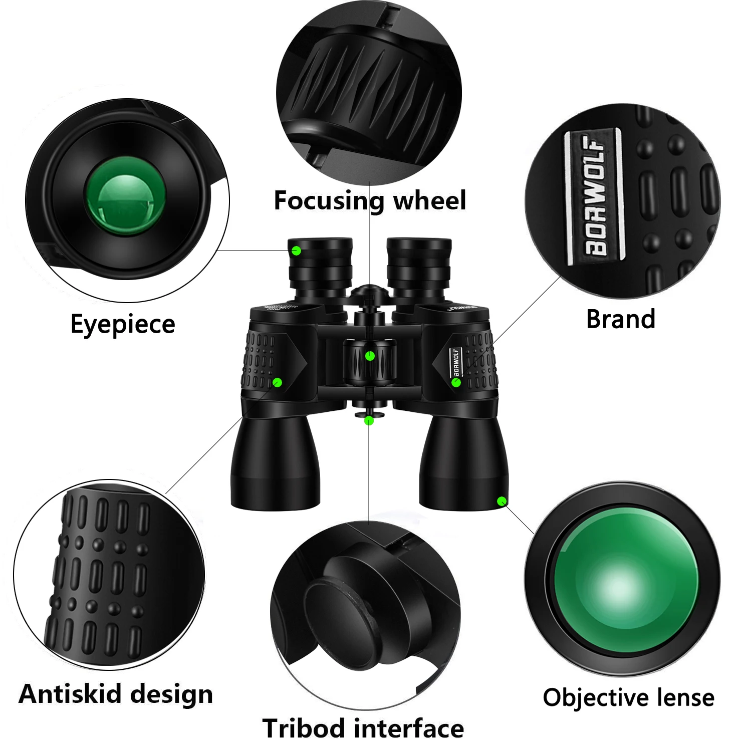 BORWOLF 10X50 telescopio con Zoom profesional binoculares HD de gran aumento Monocular para observación de aves y observación de un concierto - imagen 4