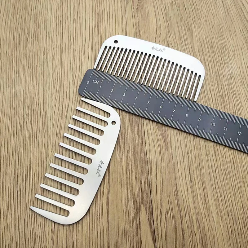 Peine de titanio con mango de aleación de titanio para hombres y mujeres, barba al aire libre, hogar creativo, grasa, mantener plegable, maquinilla de afeitar, cabeza de aceite, Viajes - imagen 5