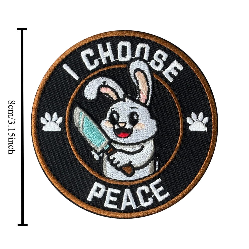 Parche táctico moral conejo I Choose PEACE bordado con gancho - imagen 2