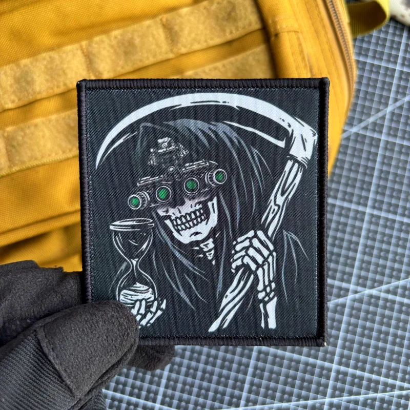 Parche táctico de Cuenta regresiva hasta la muerte, insignia de moral de Calavera, estampado de gancho y bucle, brazalete militar, mochila, pegatina de muerte - imagen 3