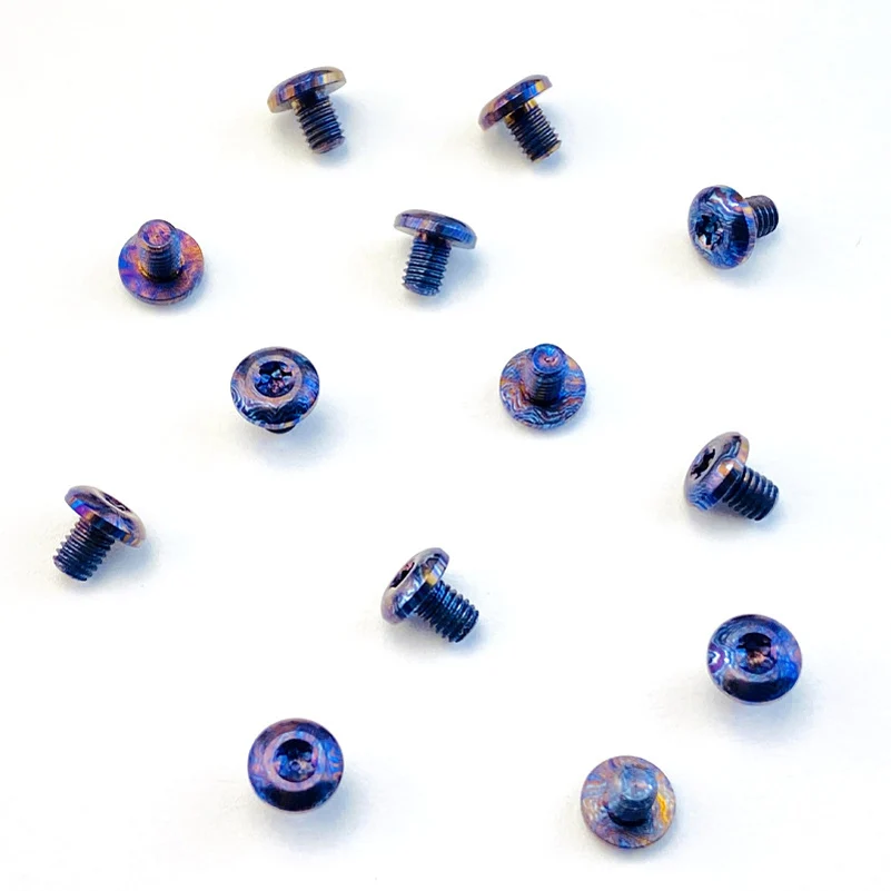 Mango de cuchillo de Material CNC Timascus, accesorios de fabricación DIY, tornillos de rosca M4 de titanio, cabeza de botón Torx T10, remache de husillo, clavo - imagen 3