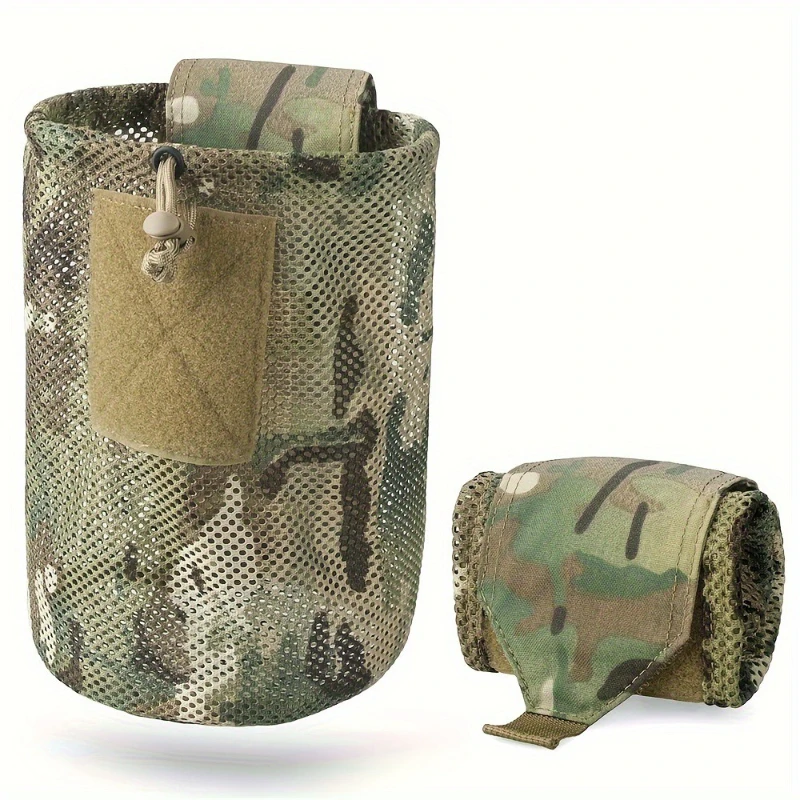Bolsa táctica Molle enrollable, malla plegable, Airsoft, caza, EDC, bolsillo para exteriores, cordón, revista, utilidad, riñonera plegable
