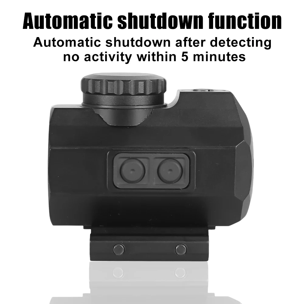 Mira de punto rojo, 1x25mm, compacta, mira de punto rojo, movimiento despierto, 2 ópticas de punto rojo MOA con película roja para riel Picatinny de 21mm - imagen 4