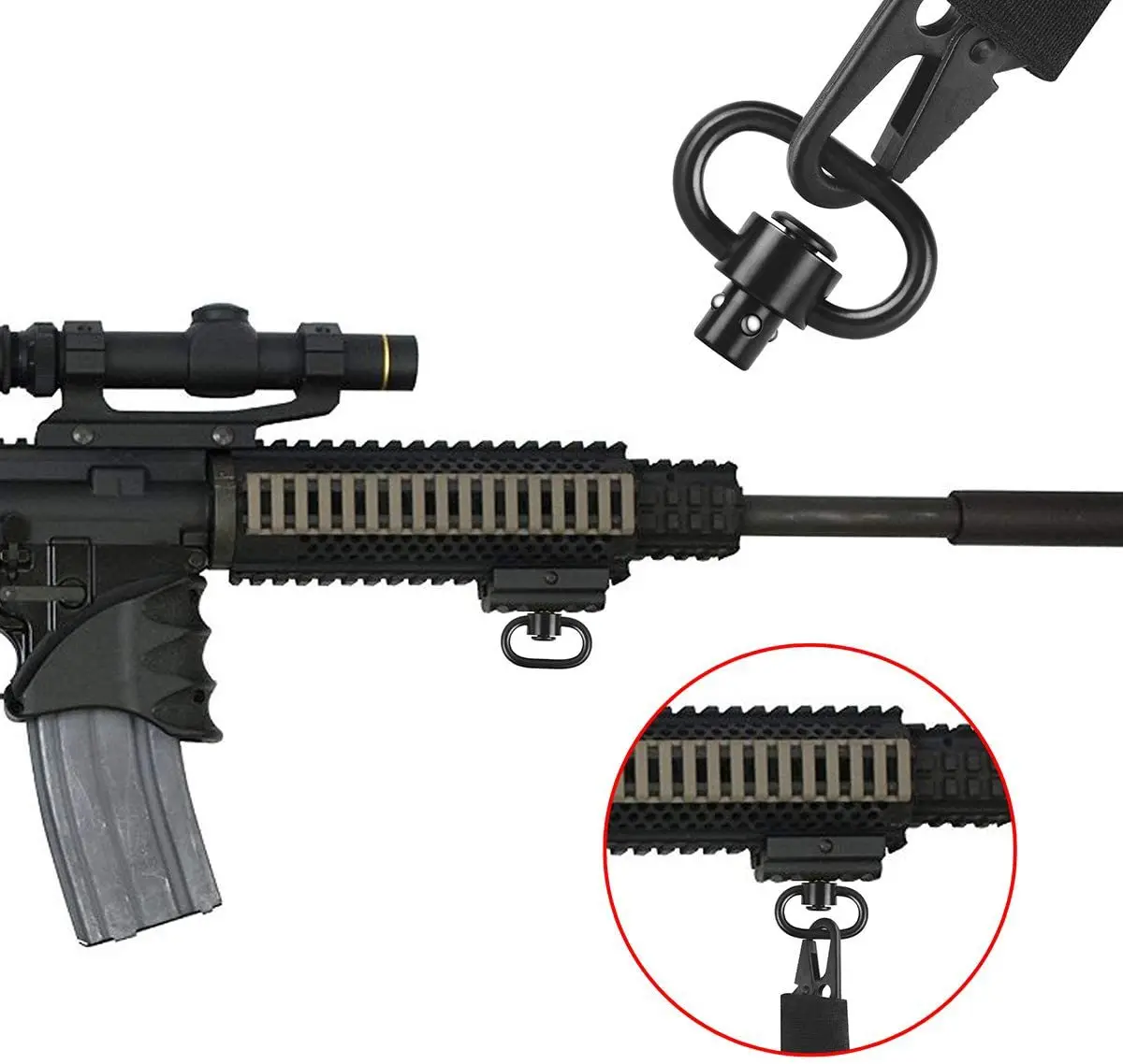 Adaptadores de montaje de alcance giratorio QD Sling de liberación rápida, accesorios de caza, 2 uds. - imagen 5