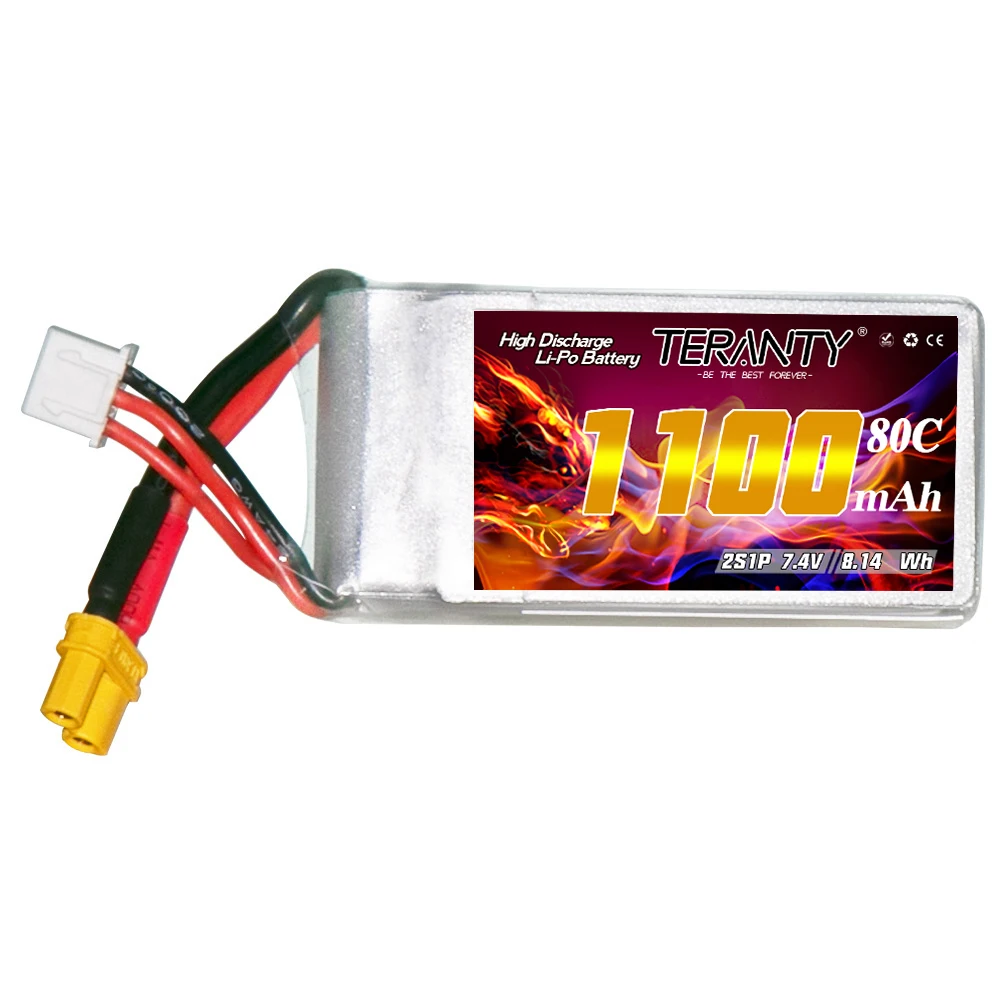 Batería Lipo mejorada de 1100mAh TREANTY 2S 7,4 V para helicóptero RC Quadcopter Dron de carreras con visión en primera persona piezas 80C/160C batería recargable - imagen 2