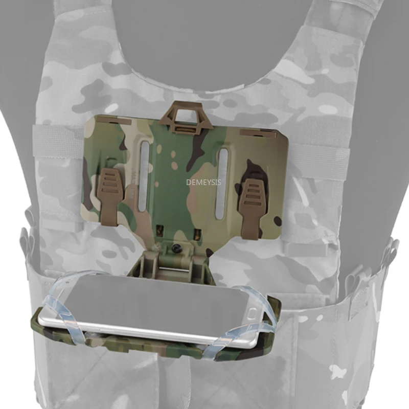 Soporte táctico plegable para teléfono móvil, tablero de navegación para senderismo al aire libre, se adapta al chaleco Molle, equipo montado en el pecho, plataforma de transporte